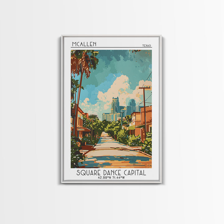 McAllen Travel Poster, Framed Canvas Print, City Travel Poster, Travel Wall Decor, Travel Posters, Retro Travel Poster, Poster Print