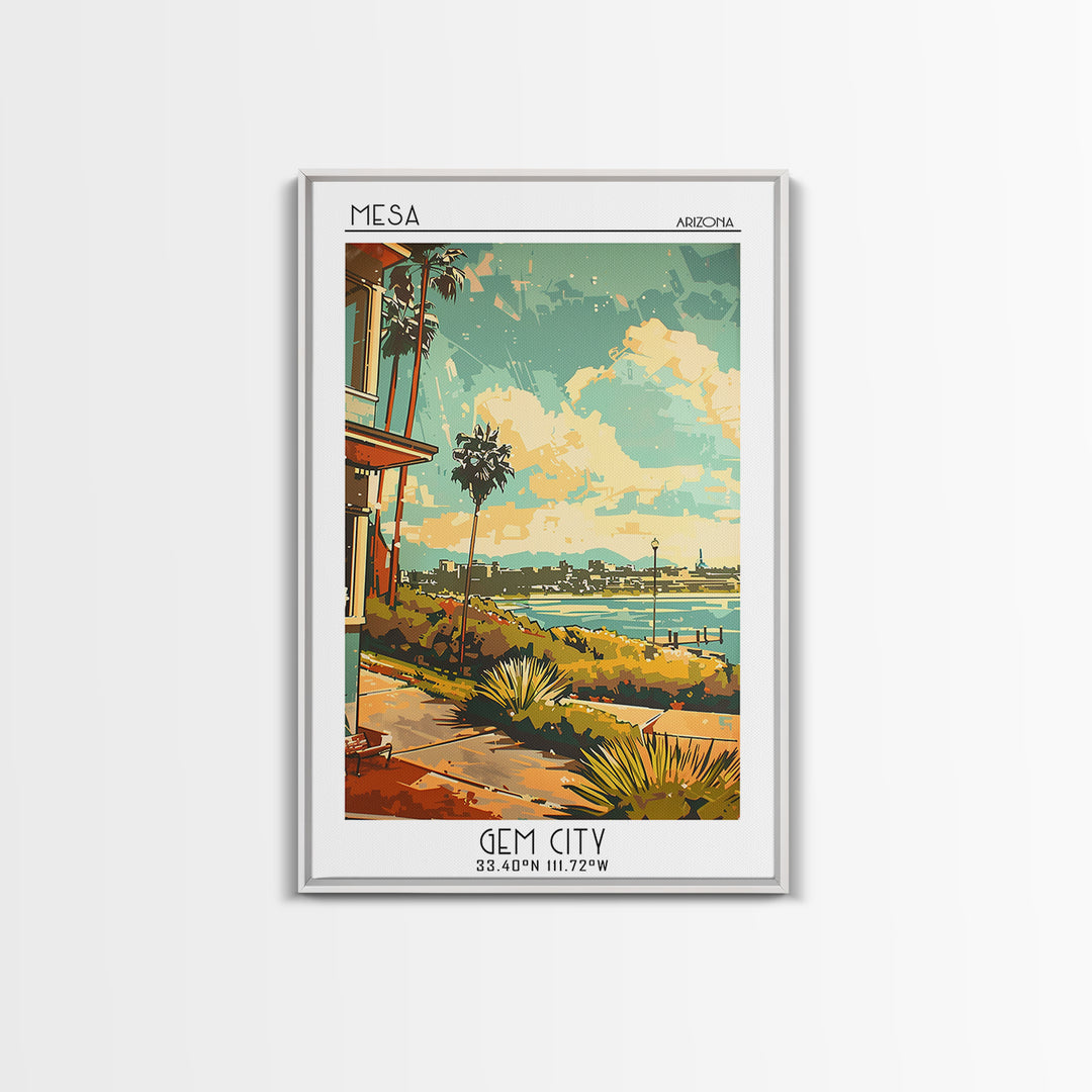Mesa Arizona Travel Poster, Canvas Print, City Travel Poster, Travel Wall Decor, Watercolor Cityscape, City Wall Art, City Art Print