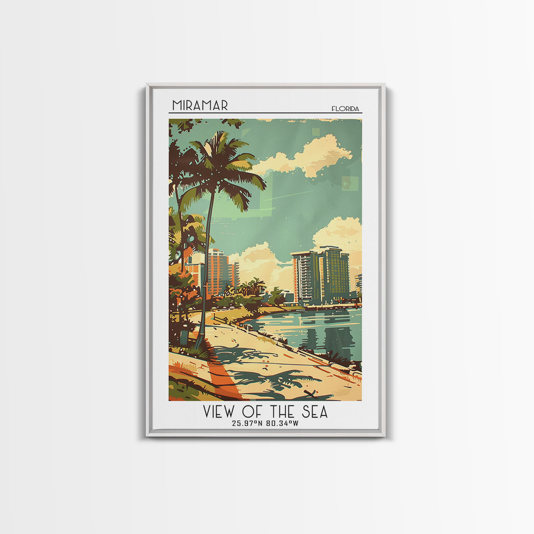 Miramar Travel Poster, Framed Canvas Print, City Travel Poster, Travel Wall Art, Travel Art Print, Vintage Travel Art, Travel Prints