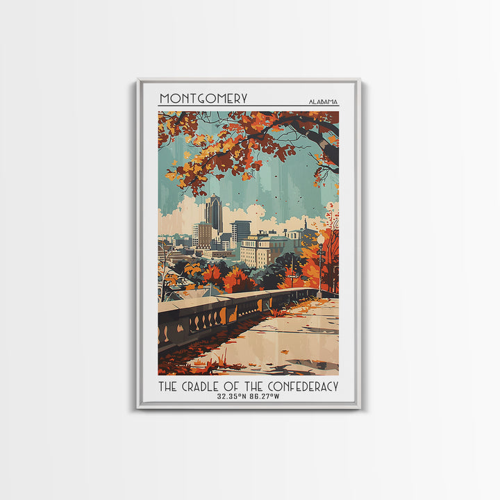 Montgomery Alabama Travel Poster, Canvas Print, Retro Travel Poster, City Wall Art, Travel Print, Travel Wall Art, Modern Wall Decor