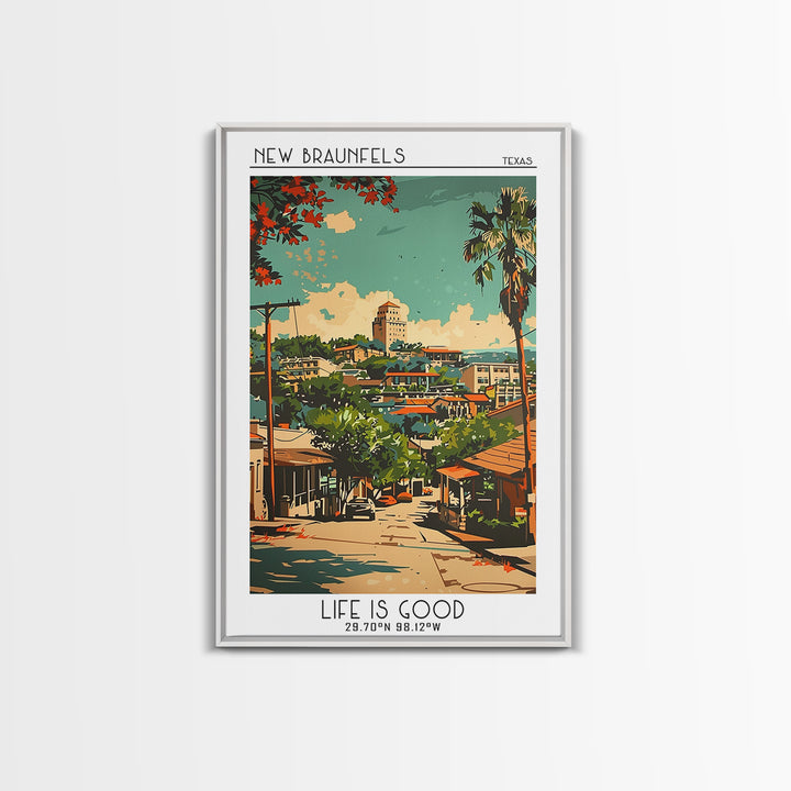 New Braunfels Texas Travel Poster, Framed Canvas Print, Travel Prints, Landscape Art, Fine Art Print, Travel Posters, Vintage Poster