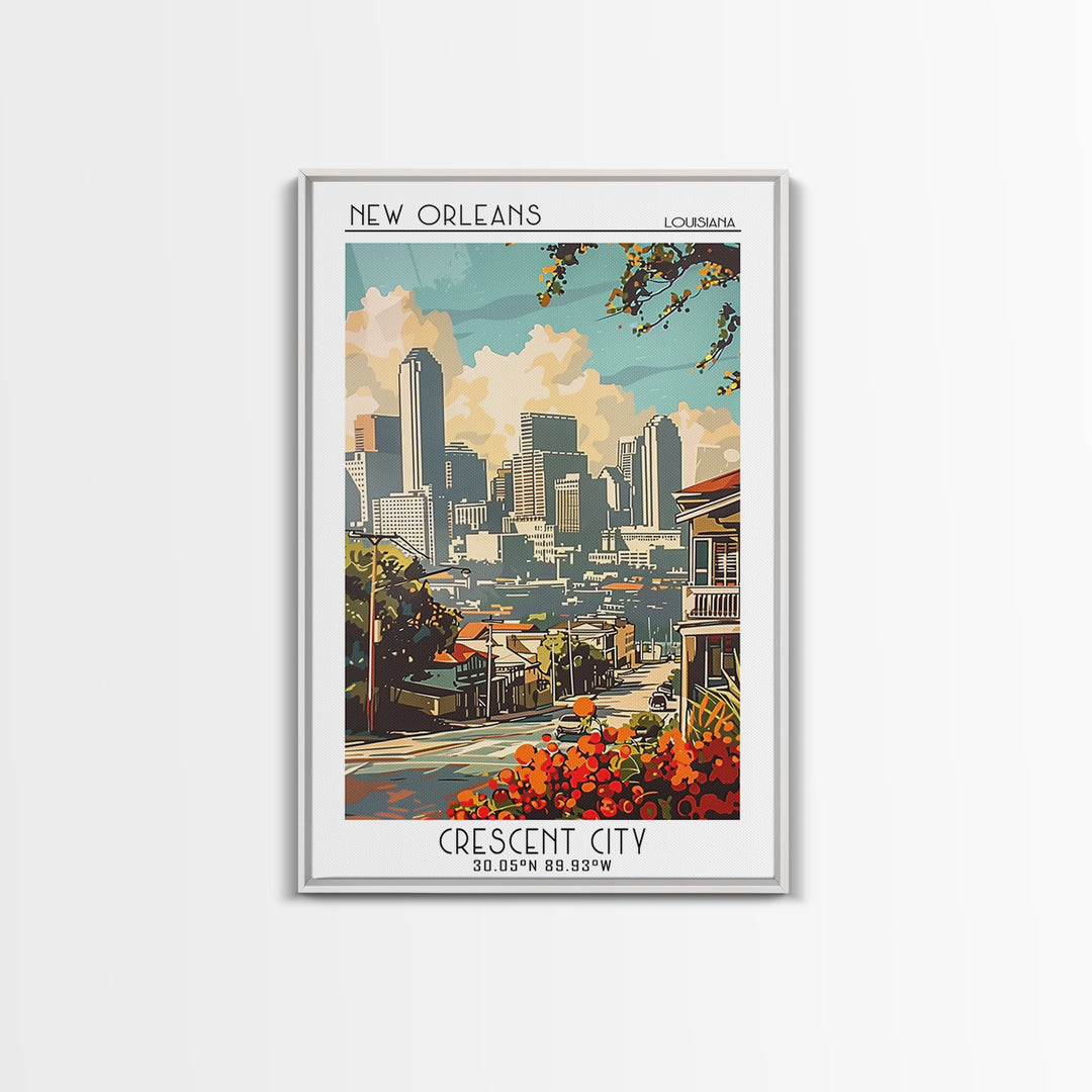 New Orleans Louisiana Travel Poster, Framed Canvas Print, Poster Print, Travel Wall Art, Travel Wall Decor, Home Decor, Travel Decor