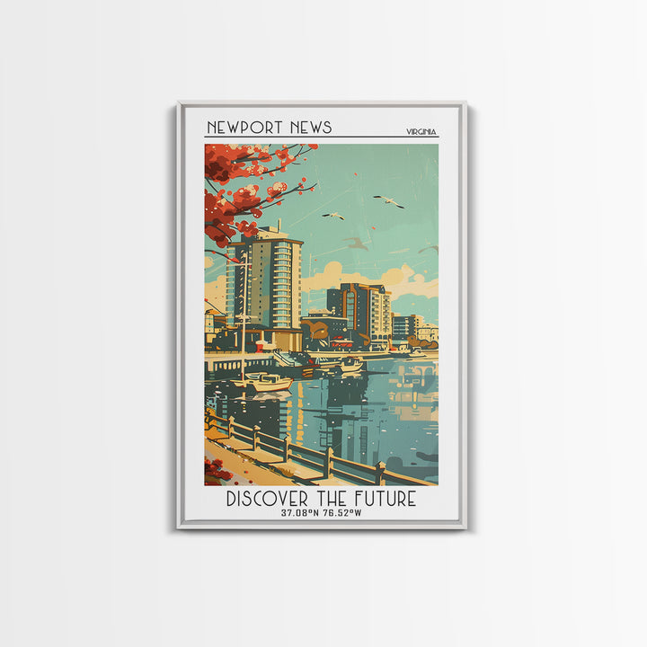Newport News Virginia Travel Poster, Framed Canvas Print, City Travel Poster, Travel Wall Decor, Travel Prints, Living Room Wall Art