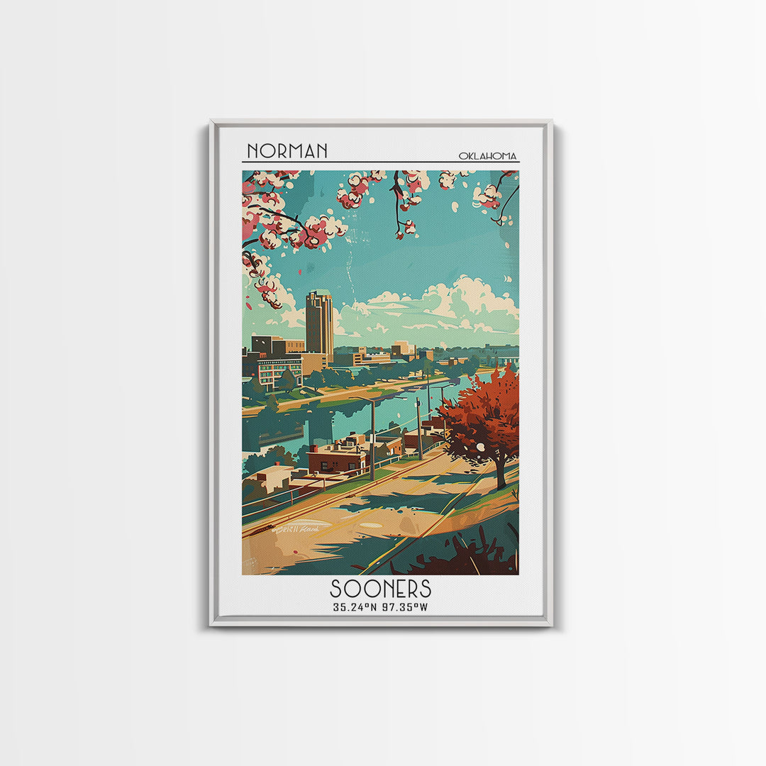 Norman Travel Poster, Framed Canvas Print, City Travel Poster, Travel Wall Art, Travel Prints, City Wall Art, Travel Print, Wall Art