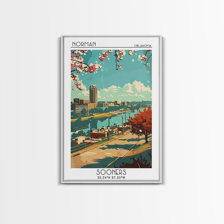 Norman Travel Poster, Framed Canvas Print, City Travel Poster, Travel Wall Art, Travel Prints, City Wall Art, Travel Print, Wall Art