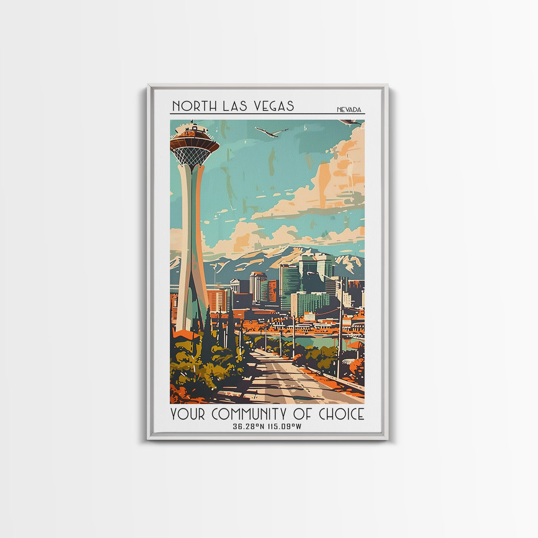 North Las Vegas Travel Poster, Canvas Print, Travel Wall Art, City Wall Art, Living Room Wall Art, City Art Print, Colorful Wall Art