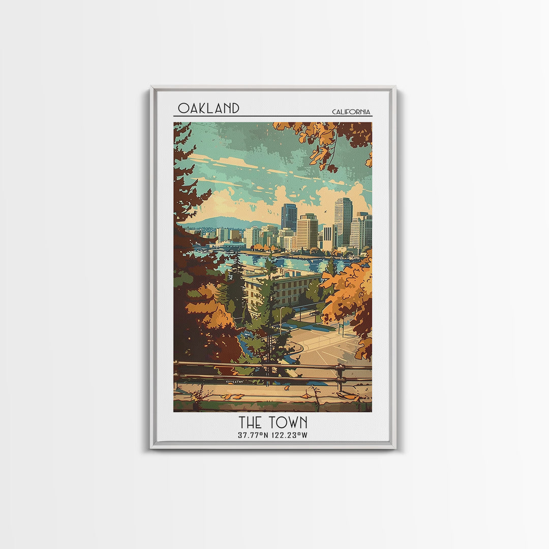 Oakland Travel Poster, Framed Canvas Print, Retro Wall Art, Travel Print, Wall Art, Fine Art Print, Retro Travel Print, Travel Decor