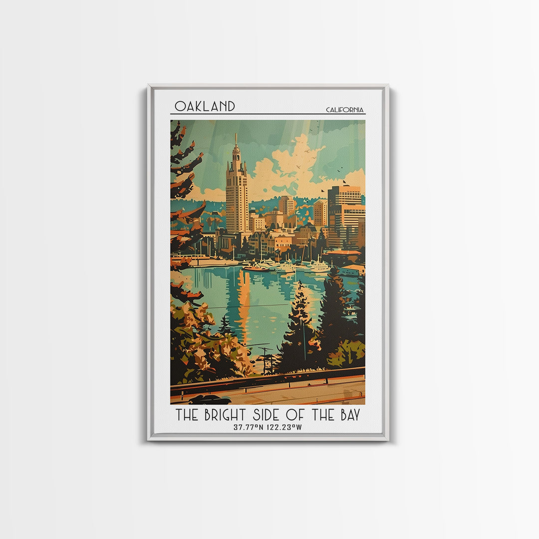 Oakland California Travel Poster, Canvas Print, Travel Art Print, Modern Wall Decor, Retro Wall Art, Mid Century Wall Art, Art Print