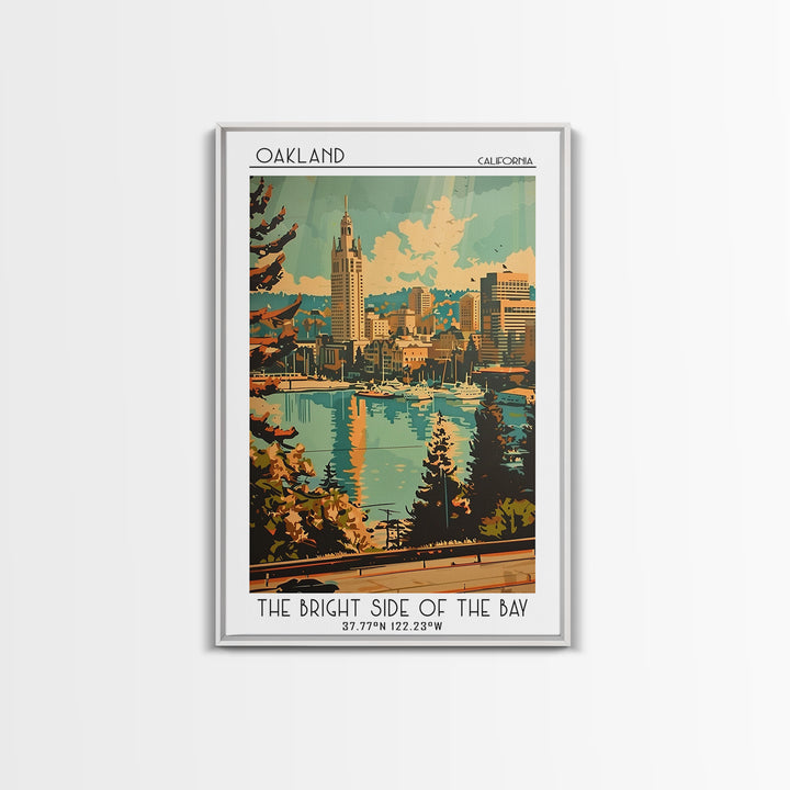 Oakland California Travel Poster, Canvas Print, Travel Art Print, Modern Wall Decor, Retro Wall Art, Mid Century Wall Art, Art Print