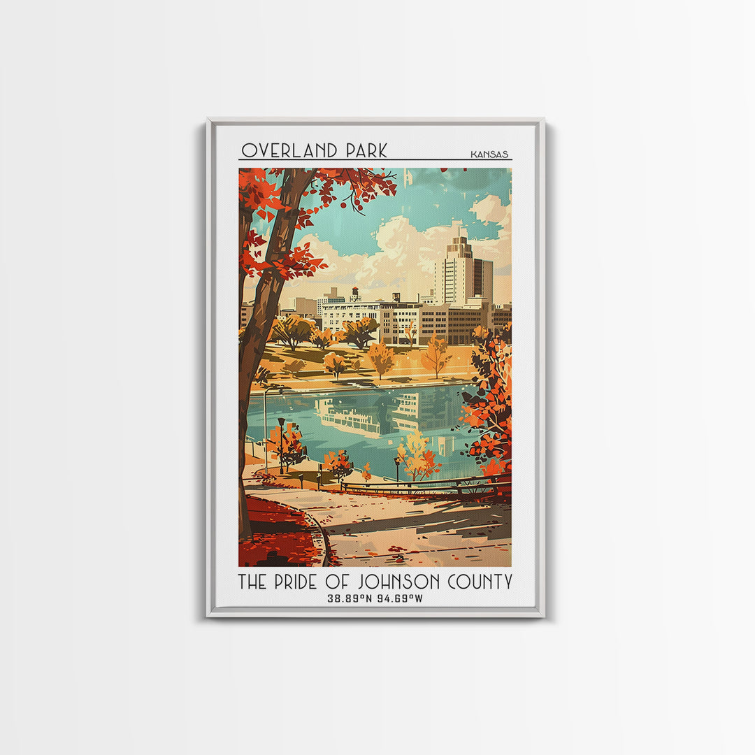 Overland Park Kansas Travel Poster, Framed Canvas Print, City Travel Poster, Travel Wall Art, City Illustration, Art Print, Wall Art