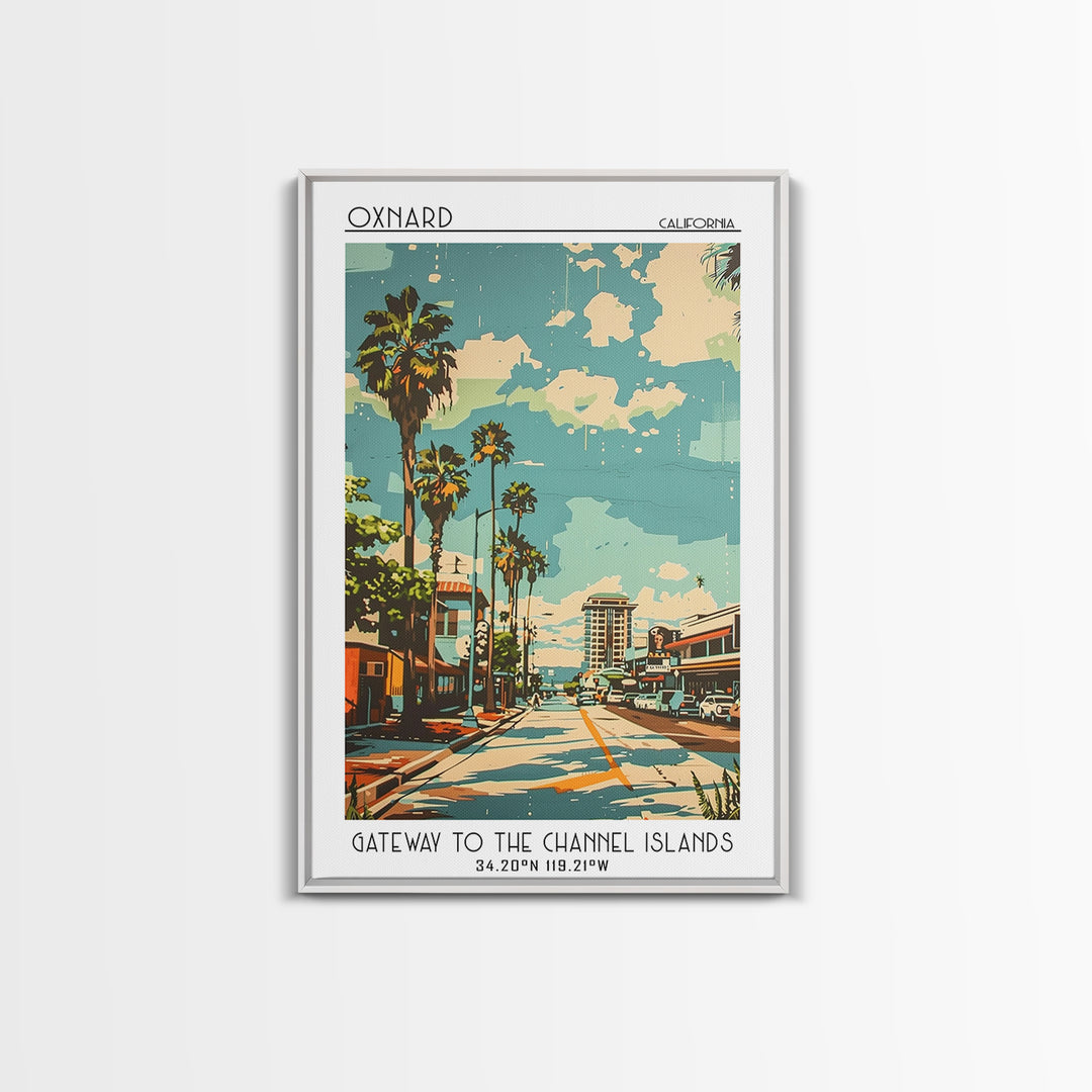 Oxnard Travel Poster, Framed Canvas Print, City Travel Poster, Vintage City Poster, Vintage Posters, City Illustration, Poster Print