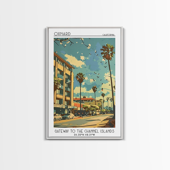 Oxnard California Travel Poster, Framed Canvas Print, Vintage Travel Print, City Wall Art, Art Print, Fine Art Print, Vintage Travel