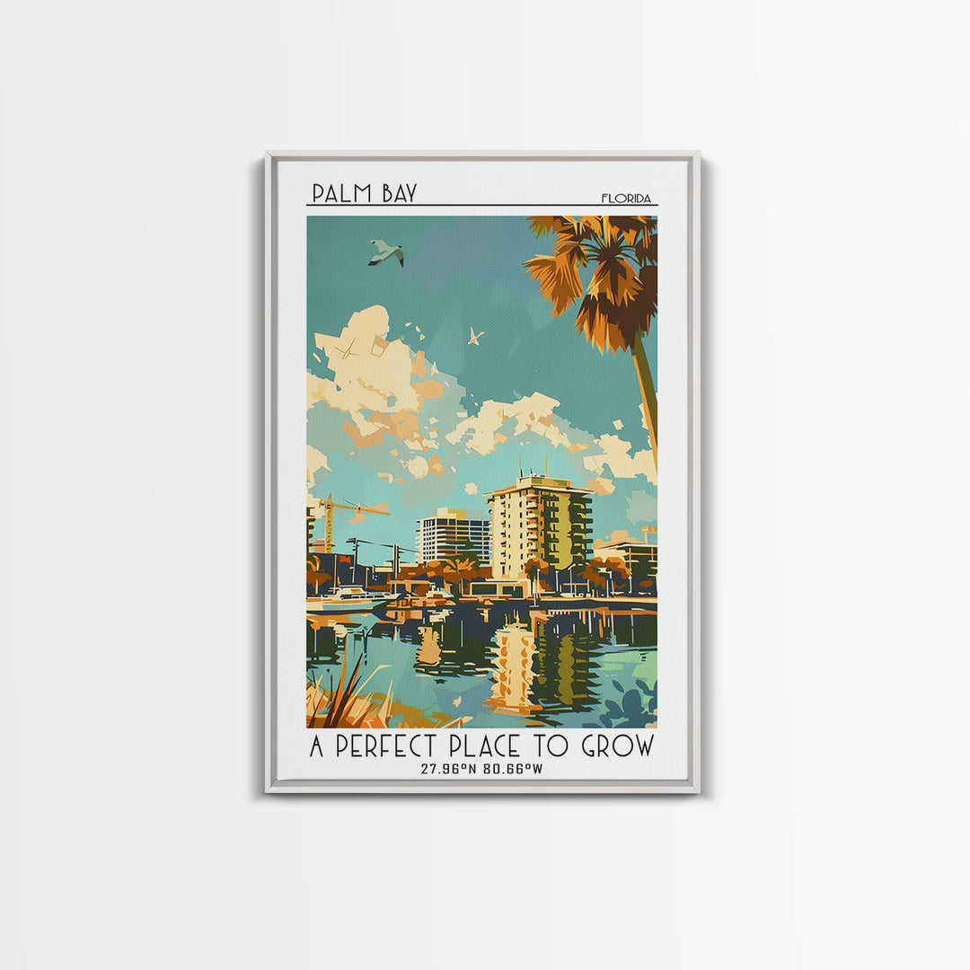 Palm Bay Florida Travel Poster, Canvas Print, Retro Wall Art, Travel Print, Vintage City Poster, Vintage Travel Print, City Wall Art