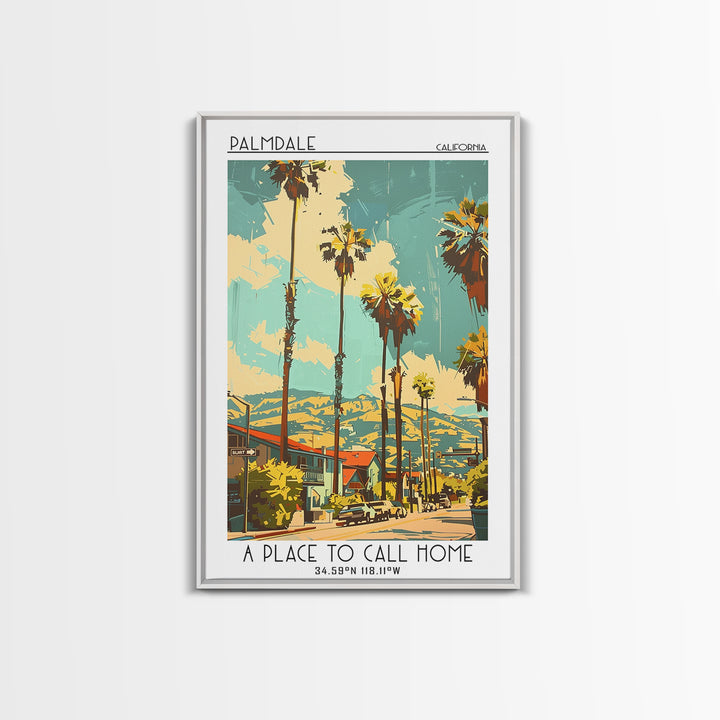 Palmdale Travel Poster, Framed Canvas Print, City Travel Poster, Travel Wall Decor, City Illustration, Travel Wall Art, Travel Print