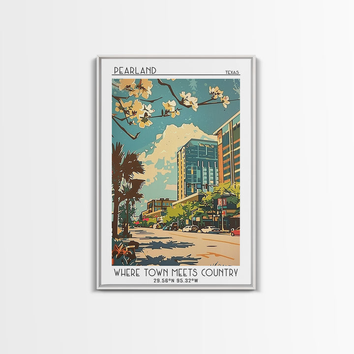 Pearland Travel Poster, Framed Canvas Print, Poster Print, Travel Wall Art, Vintage Posters, Vintage Travel Print, City Illustration