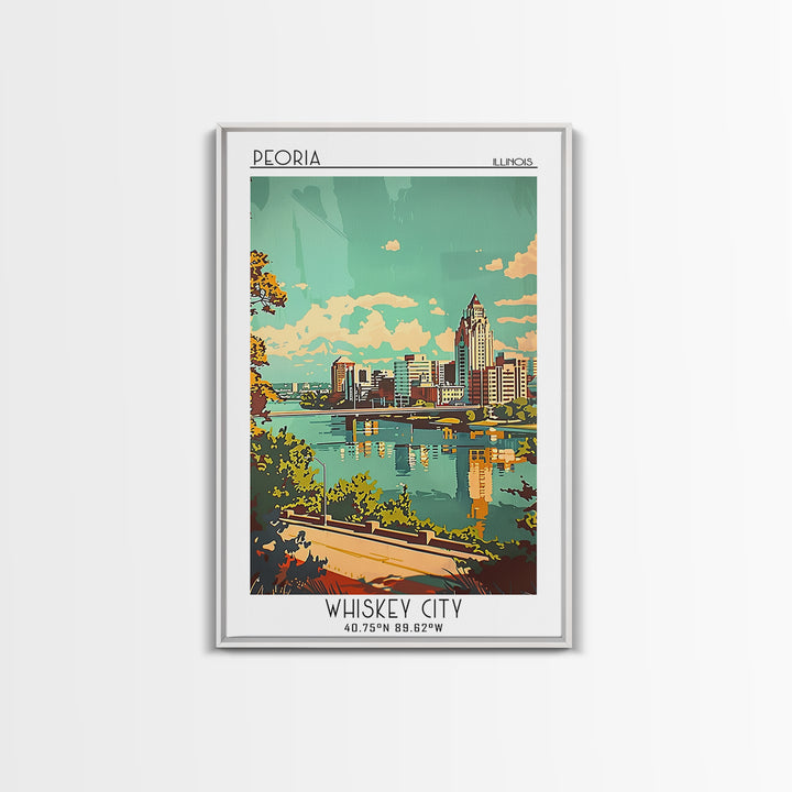 Peoria Illinois Travel Poster, Canvas Print, Vintage Travel Print, City Wall Art, Retro Travel Poster, City Art Print, Travel Prints