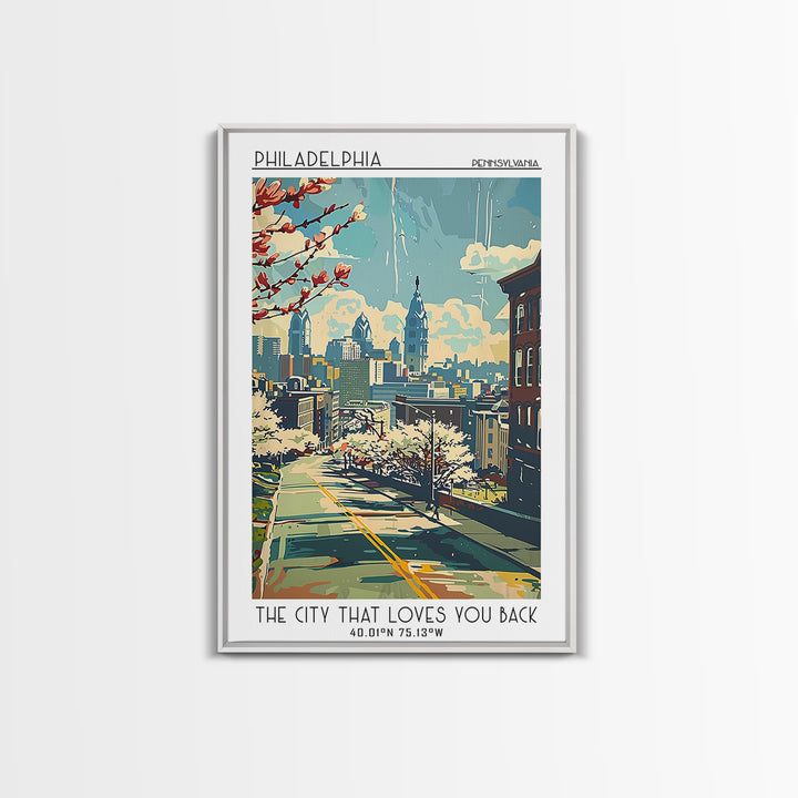 Philadelphia Travel Poster, Canvas Print, City Travel Poster, Vintage City Poster, Travel Prints, Mid Century Wall Art, Poster Print