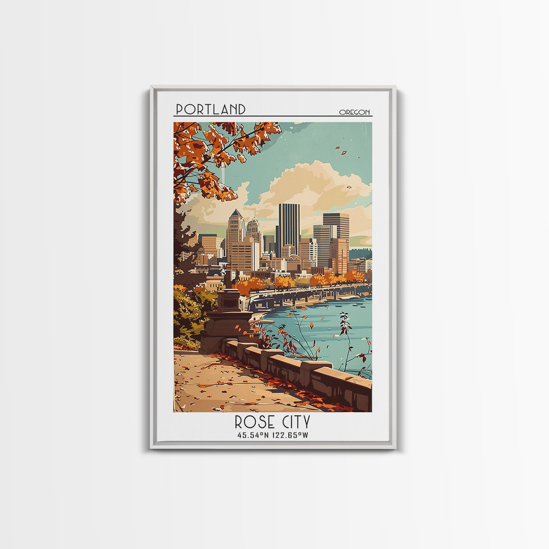Portland Travel Poster, Framed Canvas Print, City Art Print, Travel Wall Art, City Travel Poster, Wall Art, City Wall Art, Art Print
