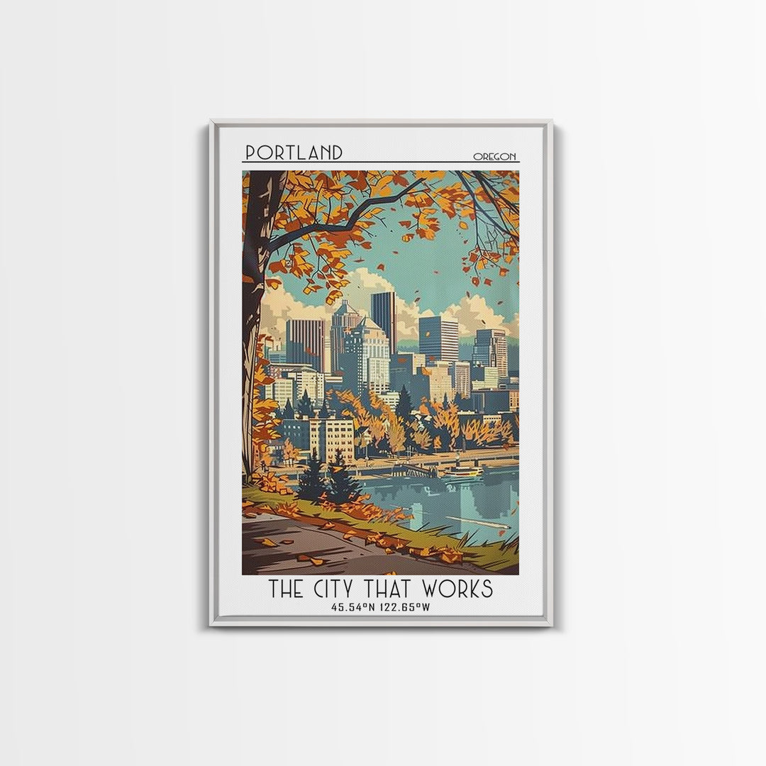 Portland Oregon Travel Poster, Canvas Print, City Travel Poster, Travel Wall Art, Poster Print, City Illustration, Travel Wall Decor