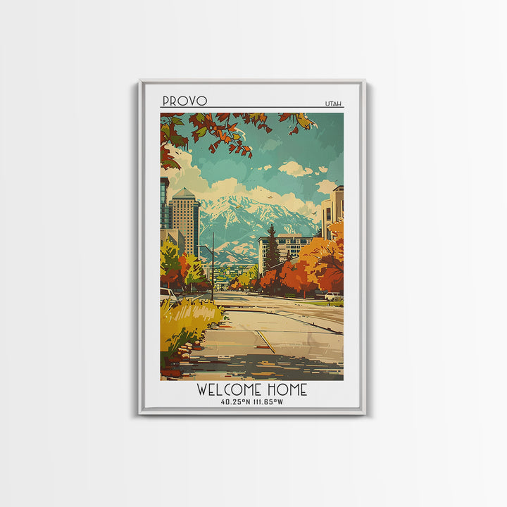Provo Utah Travel Poster, Framed Canvas Print, City Travel Poster, Vintage City Poster, Retro Travel Print, Poster Art, Travel Print