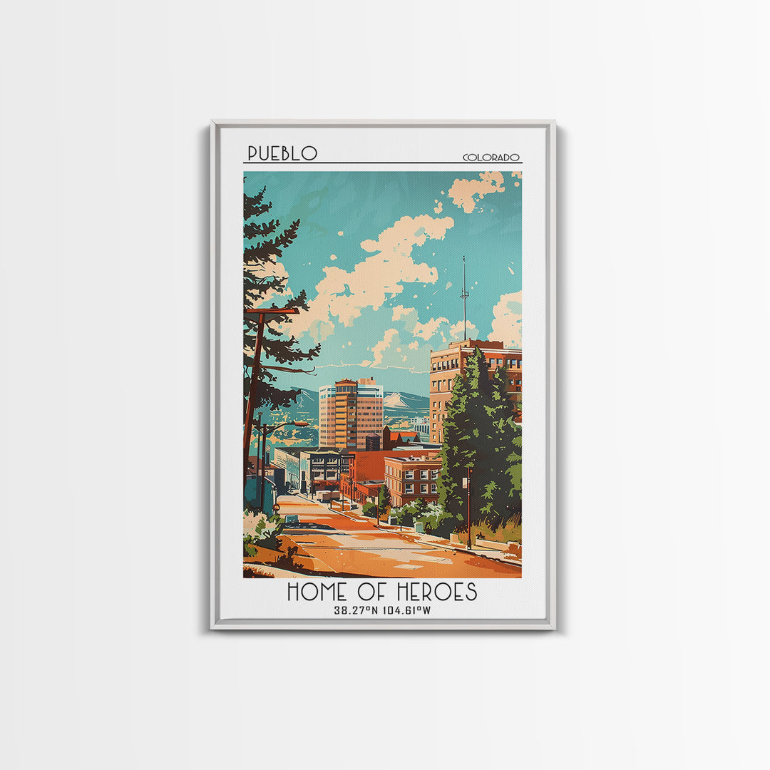 Pueblo Travel Poster, Canvas Print, City Travel Poster, Travel Wall Decor, Travel Posters, Landscape Art, Wanderlust Gift, Art Print