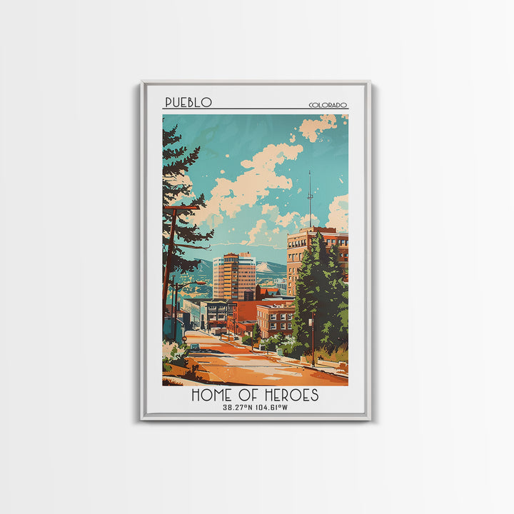 Pueblo Travel Poster, Canvas Print, City Travel Poster, Travel Wall Decor, Travel Posters, Landscape Art, Wanderlust Gift, Art Print