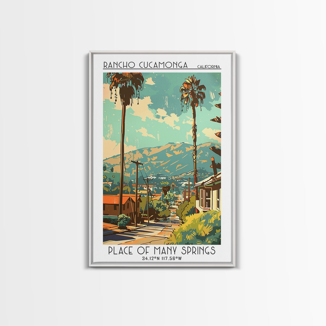 Rancho Cucamonga California Travel Poster, Framed Canvas Print, City Travel Poster, Vintage City Poster, Travel Prints, Travel Print