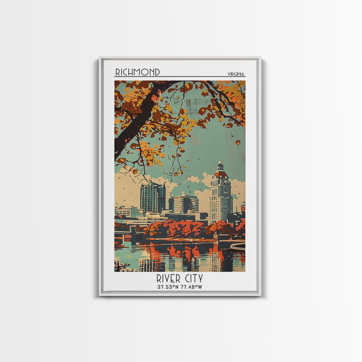 Richmond Virginia Travel Poster, Framed Canvas Print, City Art Print, Travel Wall Art, Travel Art Print, Poster Art, Vintage Posters