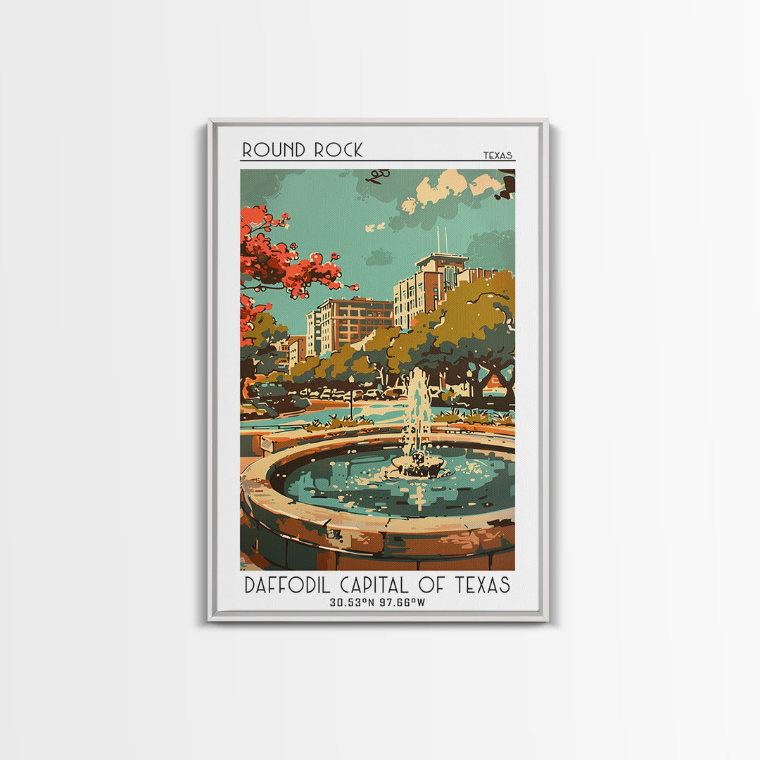 Round Rock Texas Travel Poster, Canvas Print, Travel Art Print, Modern Wall Decor, Travel Print, Retro Travel Poster, Retro Wall Art