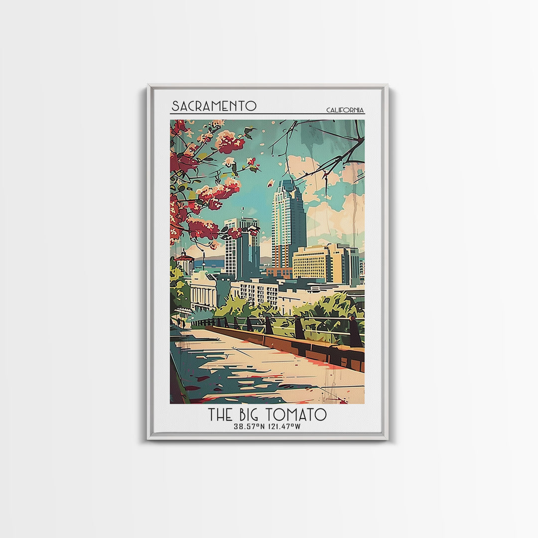 Sacramento California Travel Poster, Framed Canvas Print, Retro Travel Poster, City Wall Art, Vintage Travel Print, Gallery Wall Set