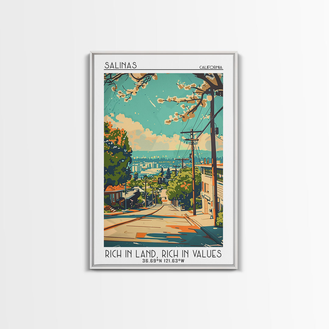 Salinas California Travel Poster, Canvas Print, Travel Prints, Landscape Art, Retro Travel Poster, Wanderlust Gift, Gallery Wall Set