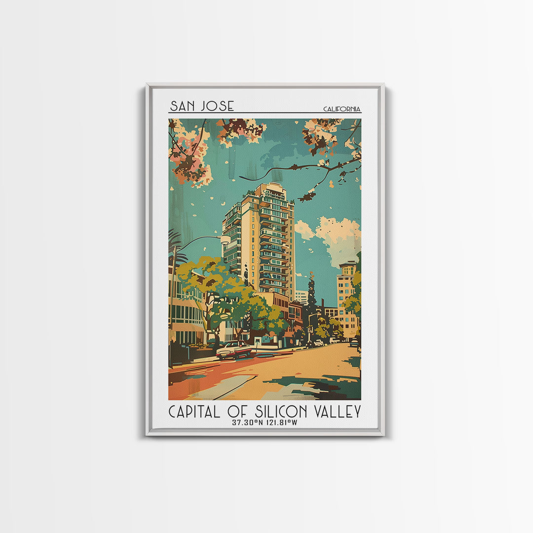 San Jose Travel Poster, Canvas Print, Travel Prints, Landscape Art, Travel Posters, Retro Wall Art, Retro Travel Print, Travel Decor