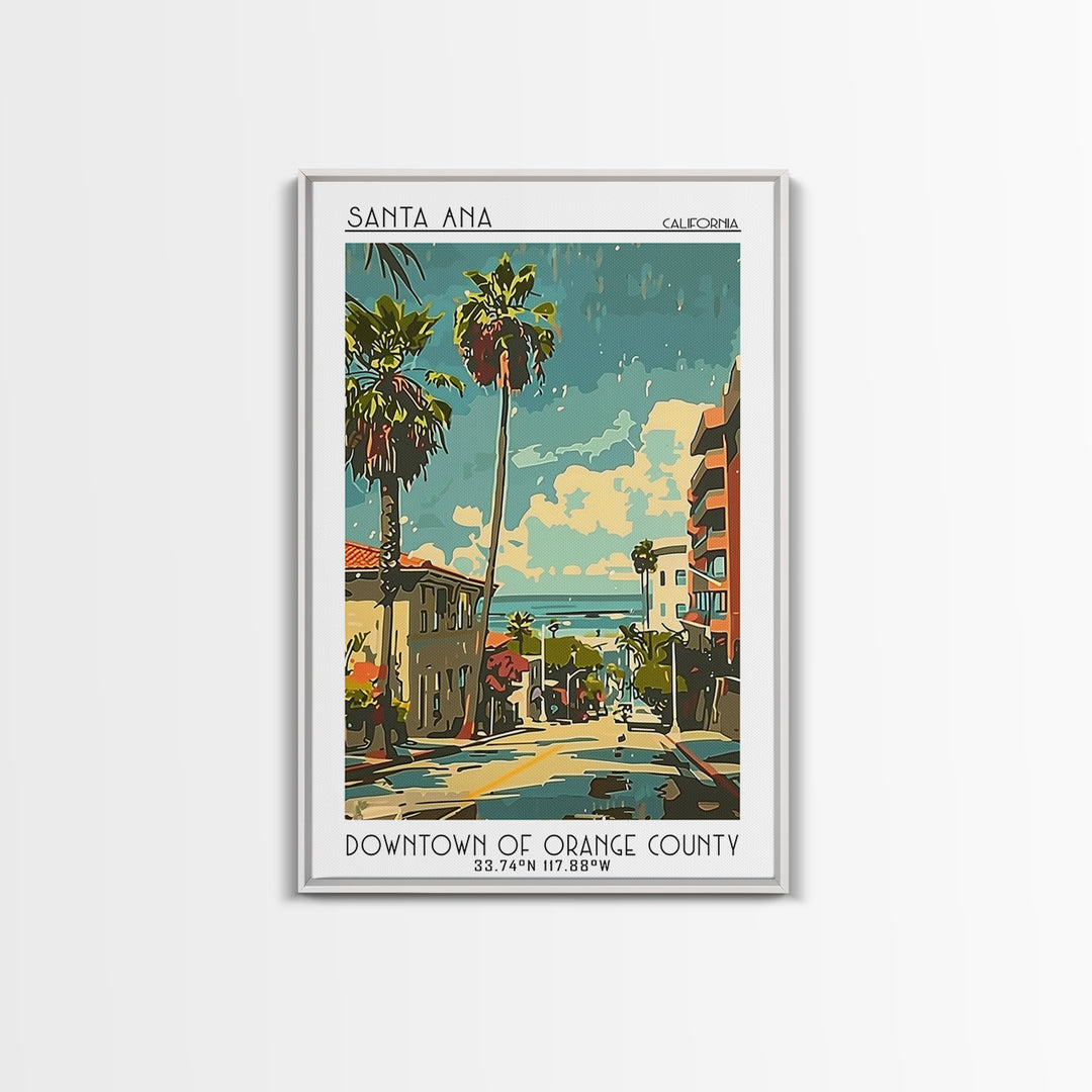 Santa Ana Travel Poster, Framed Canvas Print, Travel Wall Art, City Wall Art, Travel Prints, Home Office Decor, Watercolor Cityscape