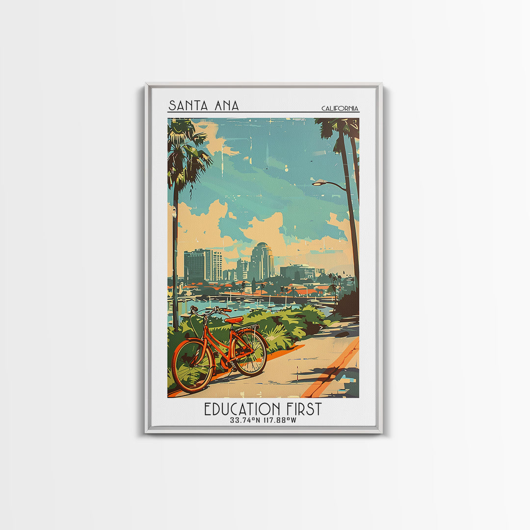 Santa Ana California Travel Poster, Framed Canvas Print, City Travel Poster, Travel Wall Decor, Minimalist Poster, City Illustration