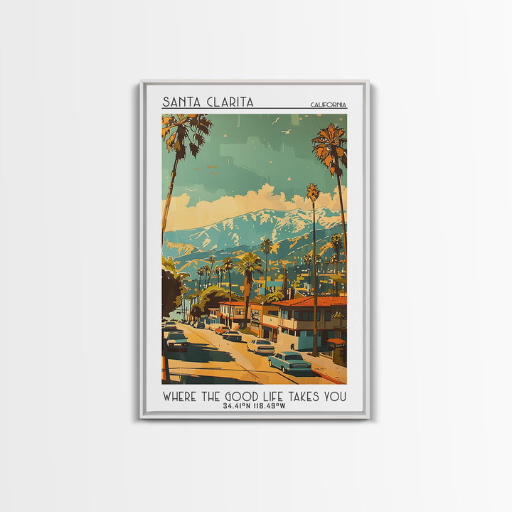 Santa Clarita California Travel Poster, Framed Canvas Print, City Travel Poster, Travel Wall Art, Home Decor, Travel Decor, Wall Art