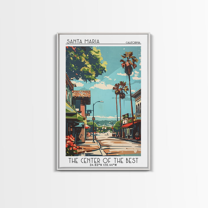 Santa Maria Travel Poster, Framed Canvas Print, Retro Wall Art, Travel Print, Vintage Travel Print, Mid Century Wall Art, Poster Art