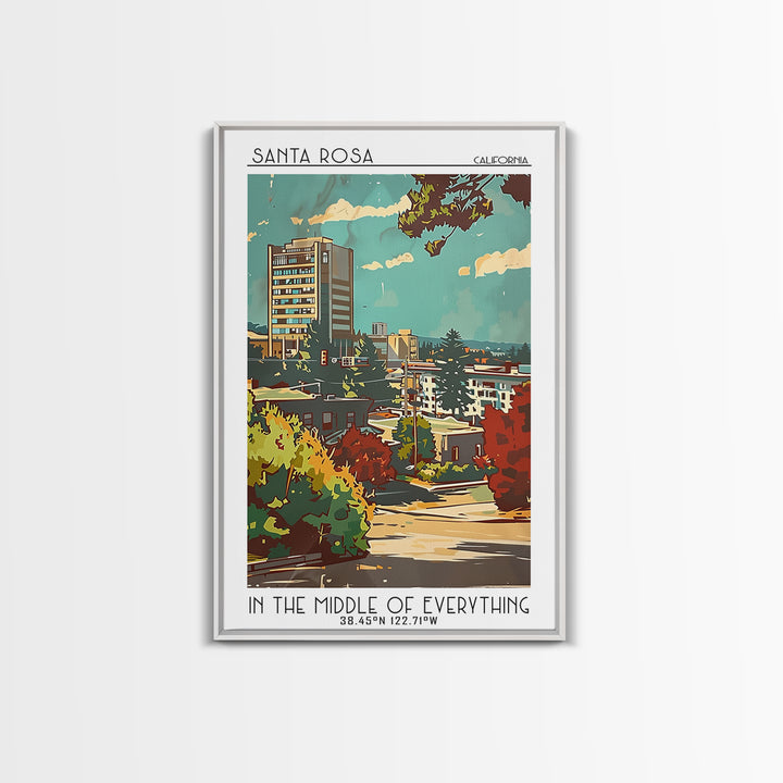 Santa Rosa Travel Poster, Canvas Print, Travel Wall Decor, Minimalist Poster, Poster Art, Travel Prints, Wall Art, City Illustration