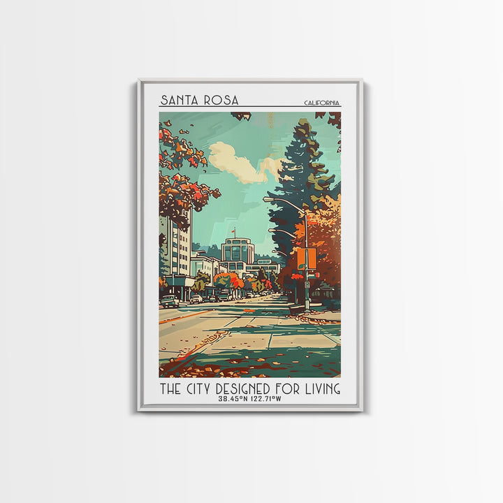Santa Rosa California Travel Poster, Framed Canvas Print, Travel Prints, Landscape Art, Home Decor, Travel Wall Art, Wanderlust Gift