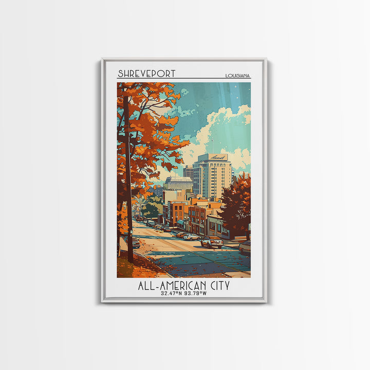 Shreveport Louisiana Travel Poster, Canvas Print, Travel Prints, Landscape Art, Travel Wall Art, Retro Travel Poster, City Art Print