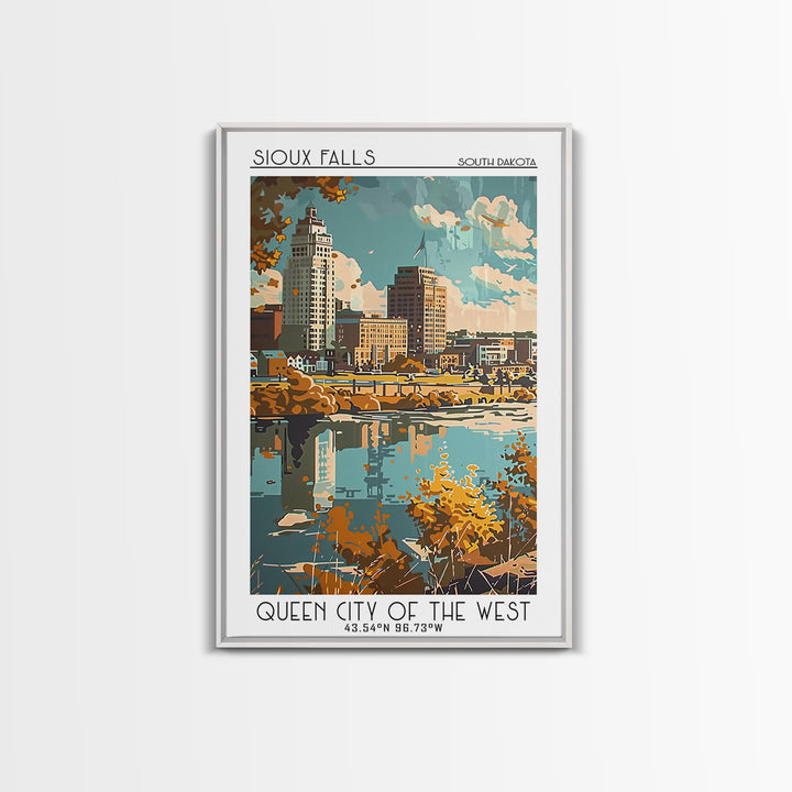 Sioux Falls Travel Poster, Framed Canvas Print, City Art Print, Travel Wall Art, Vintage City Poster, City Travel Poster, Poster Art