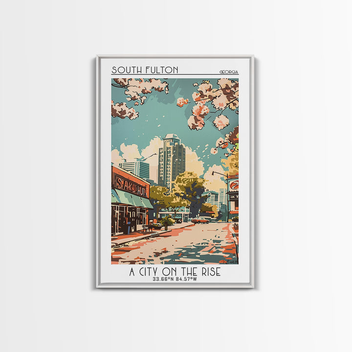 South Fulton Travel Poster, Framed Canvas Print, Vintage Travel Print, City Wall Art, Poster Print, Mid Century Wall Art, Poster Art