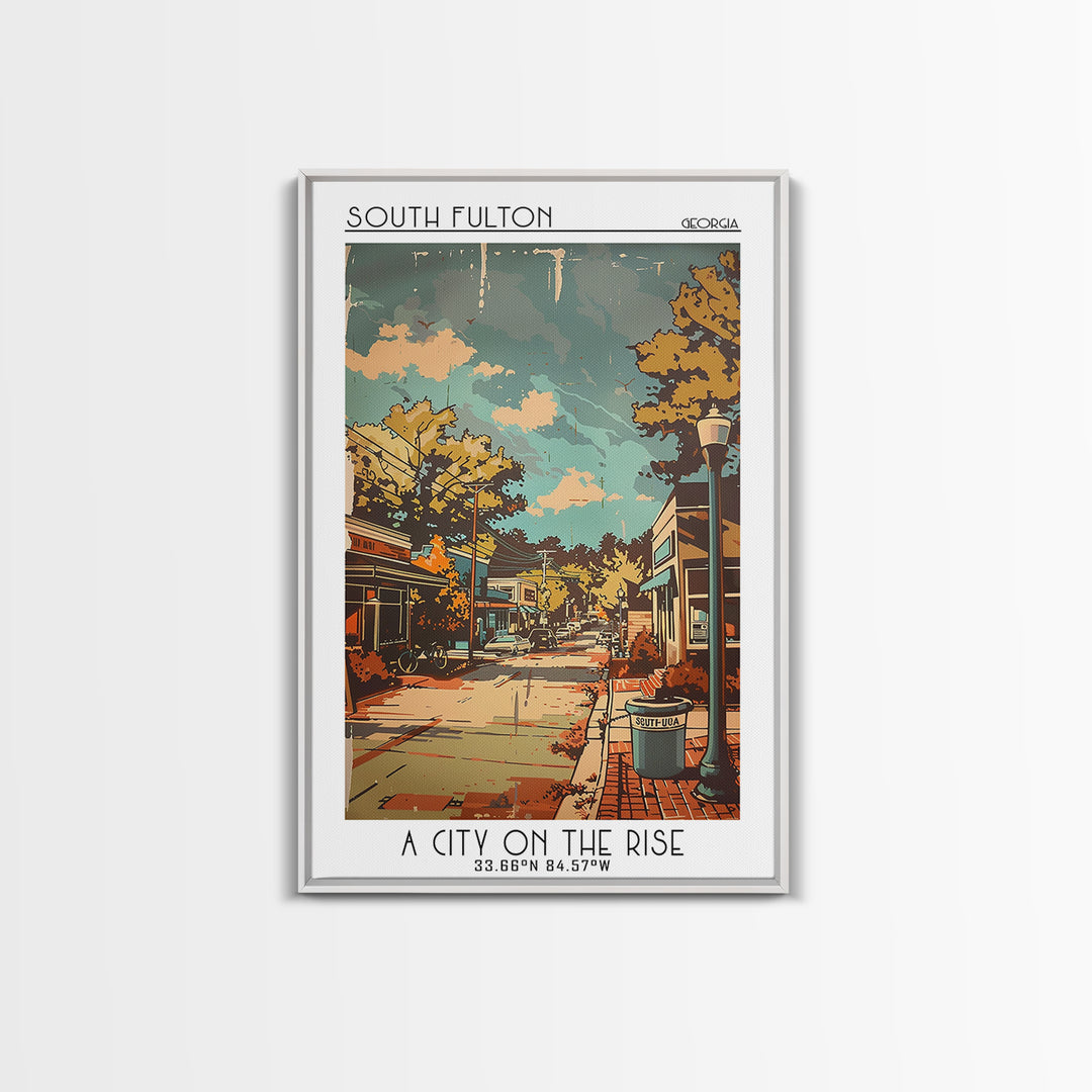 South Fulton Georgia Travel Poster, Canvas Print, Vintage Travel Print, City Wall Art, Travel Posters, Travel Wall Art, Travel Print