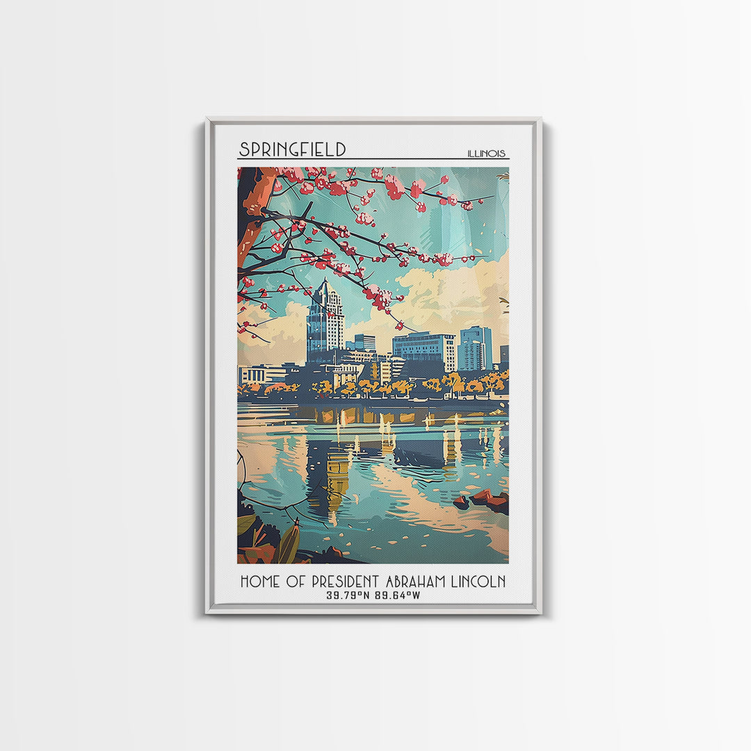 Springfield Travel Poster, Framed Canvas Print, City Travel Poster, Travel Wall Decor, Travel Prints, Travel Decor, Gallery Wall Set