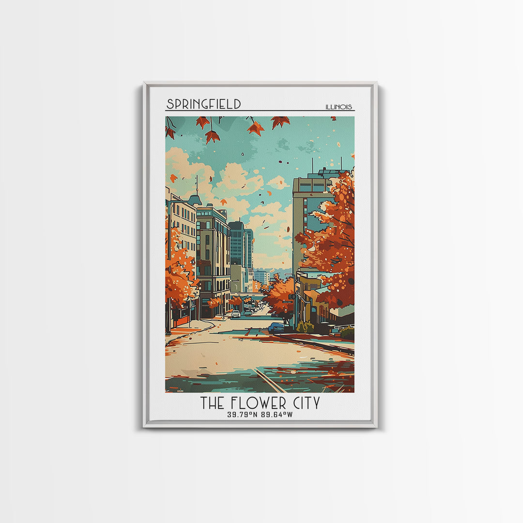 Springfield Illinois Travel Poster, Canvas Print, Vintage Travel Print, City Wall Art, Living Room Wall Art, Wall Art, Travel Prints