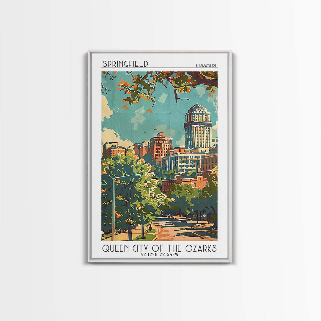 Springfield Missouri Travel Poster, Canvas Print, City Art Print, Travel Wall Art, Wall Art, Travel Wall Decor, Living Room Wall Art