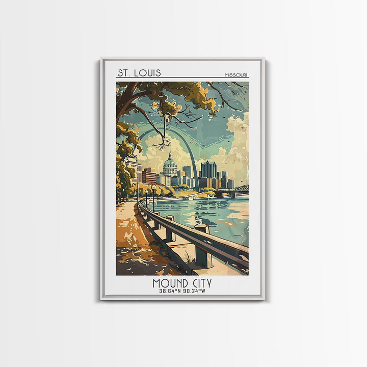 St Louis Travel Poster, Framed Canvas Print, Vintage Travel Print, City Wall Art, Vintage City Poster, Travel Prints, Vintage Travel