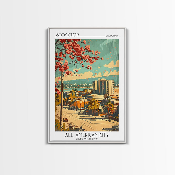 Stockton Travel Poster, Framed Canvas Print, City Travel Poster, Travel Wall Art, Wall Art, Travel Decor, Poster Art, Travel Posters