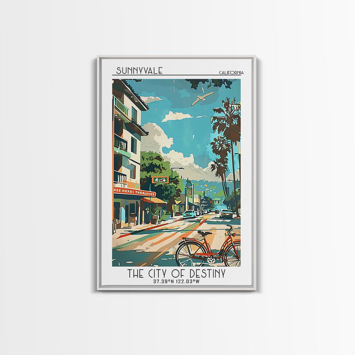 Sunnyvale California Travel Poster, Canvas Print, Retro Travel Poster, City Wall Art, Travel Posters, Retro Wall Art, City Art Print