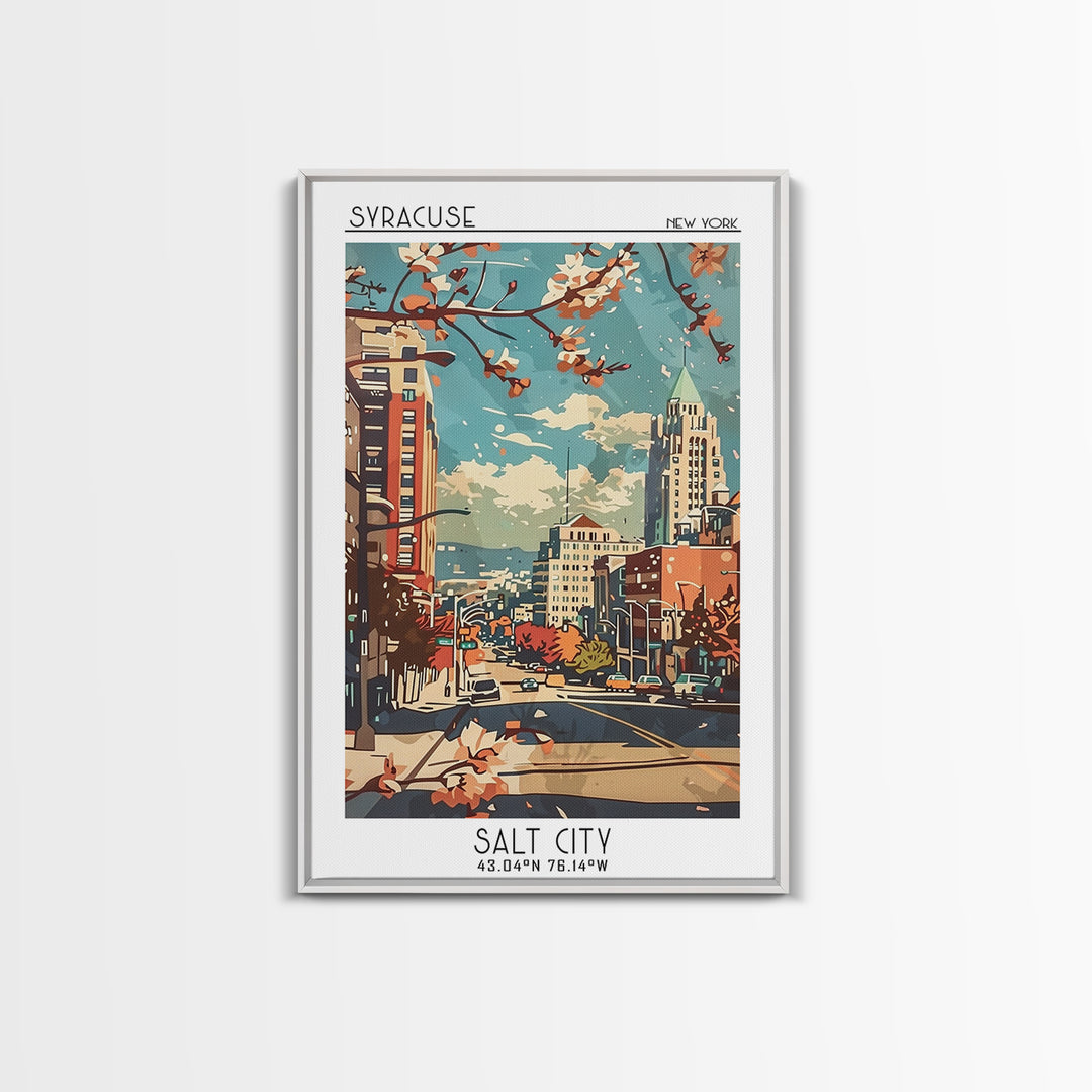 Syracuse Travel Poster, Framed Canvas Print, City Travel Poster, Travel Wall Decor, Gallery Wall Set, Watercolor Cityscape, Wall Art