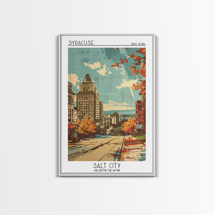 Syracuse New York Travel Poster, Framed Canvas Print, Vintage Travel Print, City Wall Art, Living Room Wall Art, Retro Travel Poster